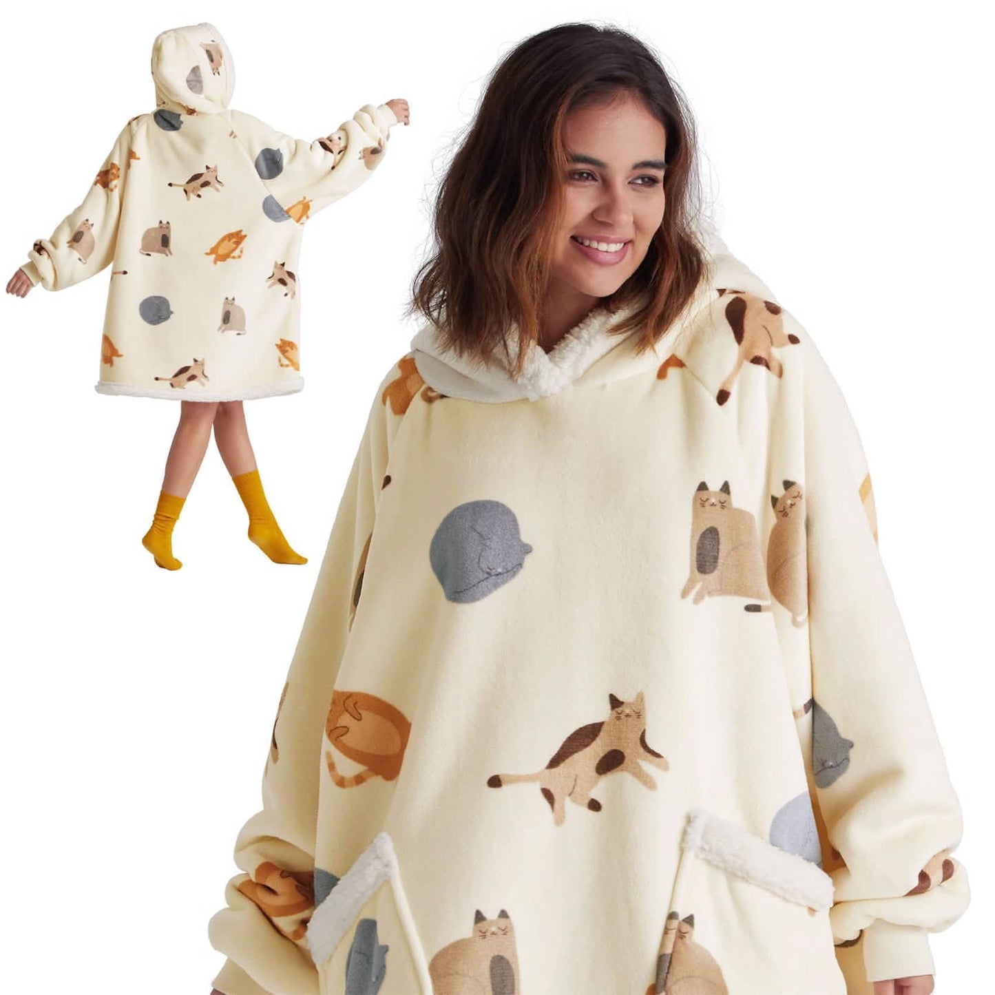 Cute Printed Patterns Sherpa Blanket Hoodie