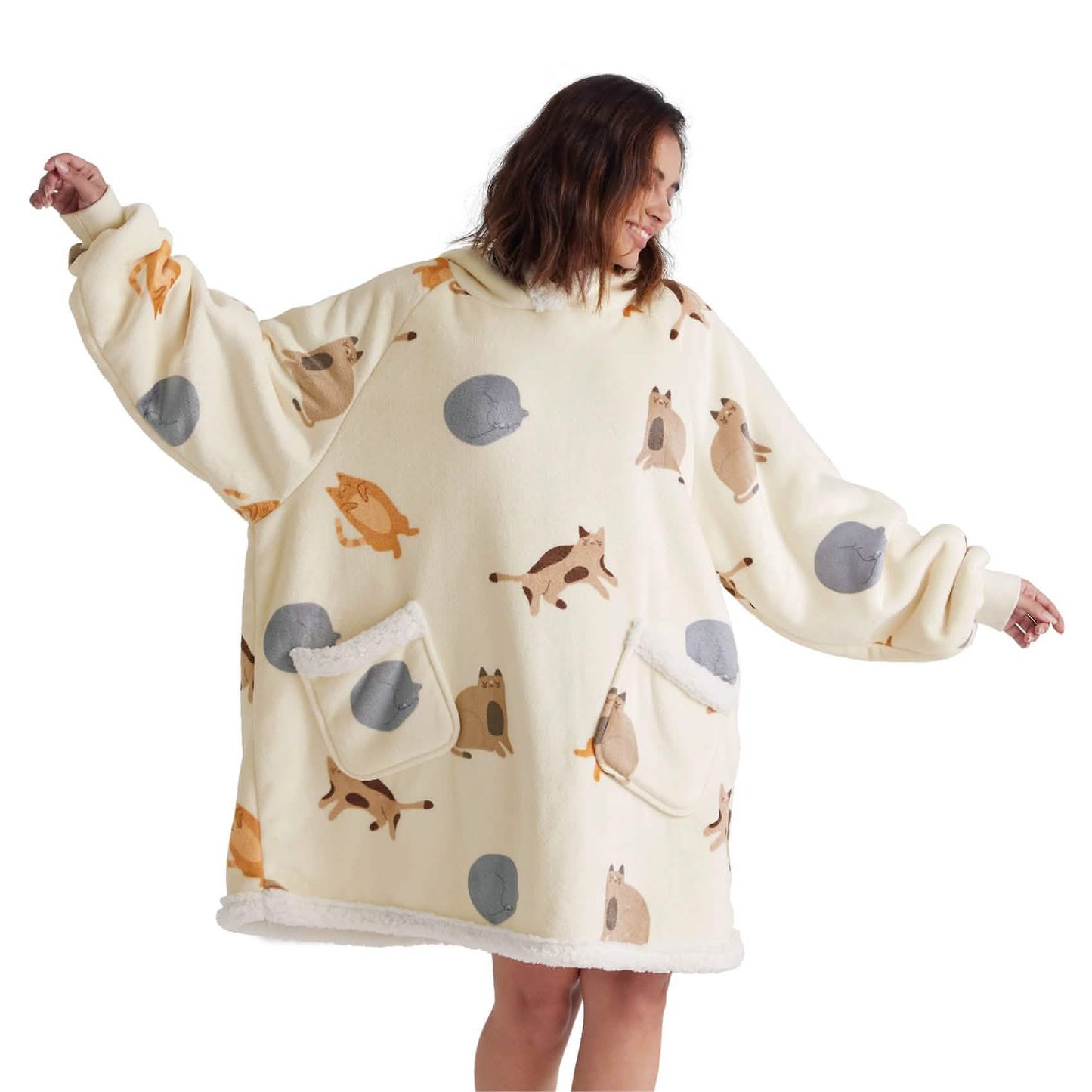 Cute Printed Patterns Sherpa Blanket Hoodie