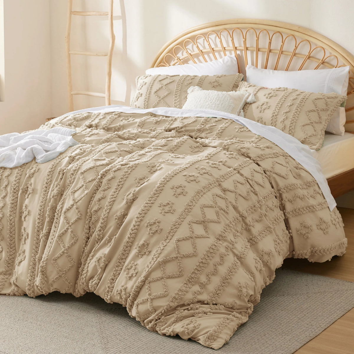 Boho Tufted Embroidery Duvet Cover Set