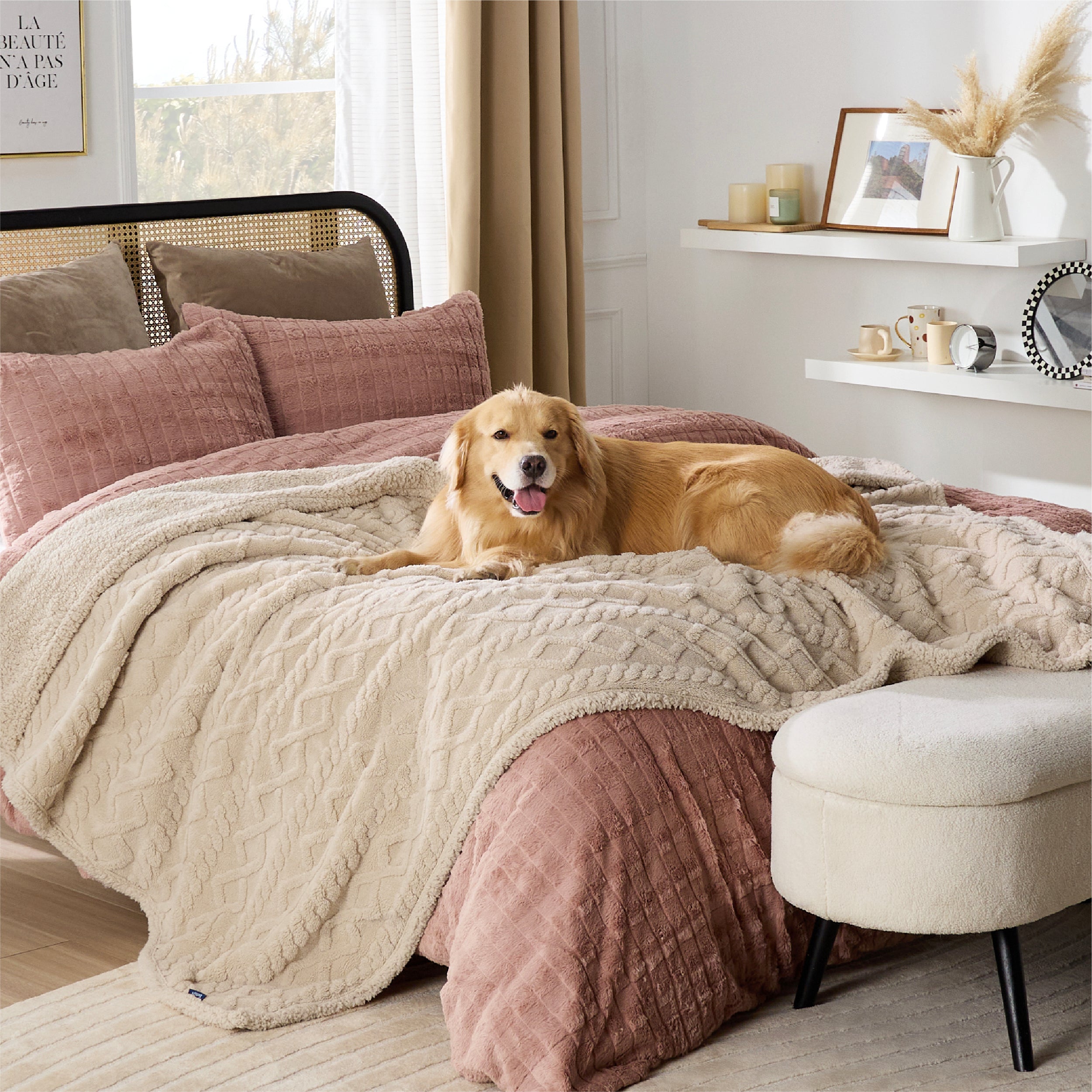 Waterproof Dog Blanket | Reversible Sherpa Velvet Pet Throw – Bedsure