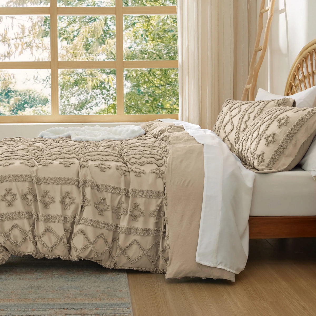 Boho Tufted Embroidery Duvet Cover Set