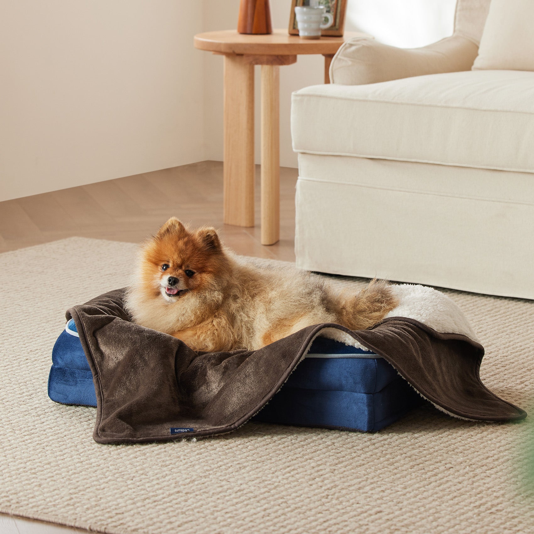 Reversible Sherpa and Microfiber Fleece Dog Blanket