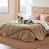 Reversible Sherpa and Microfiber Fleece Dog Blanket