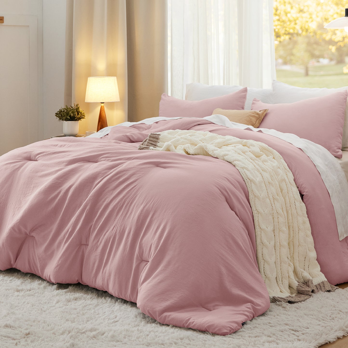 Prewashed Plain Comforter Set