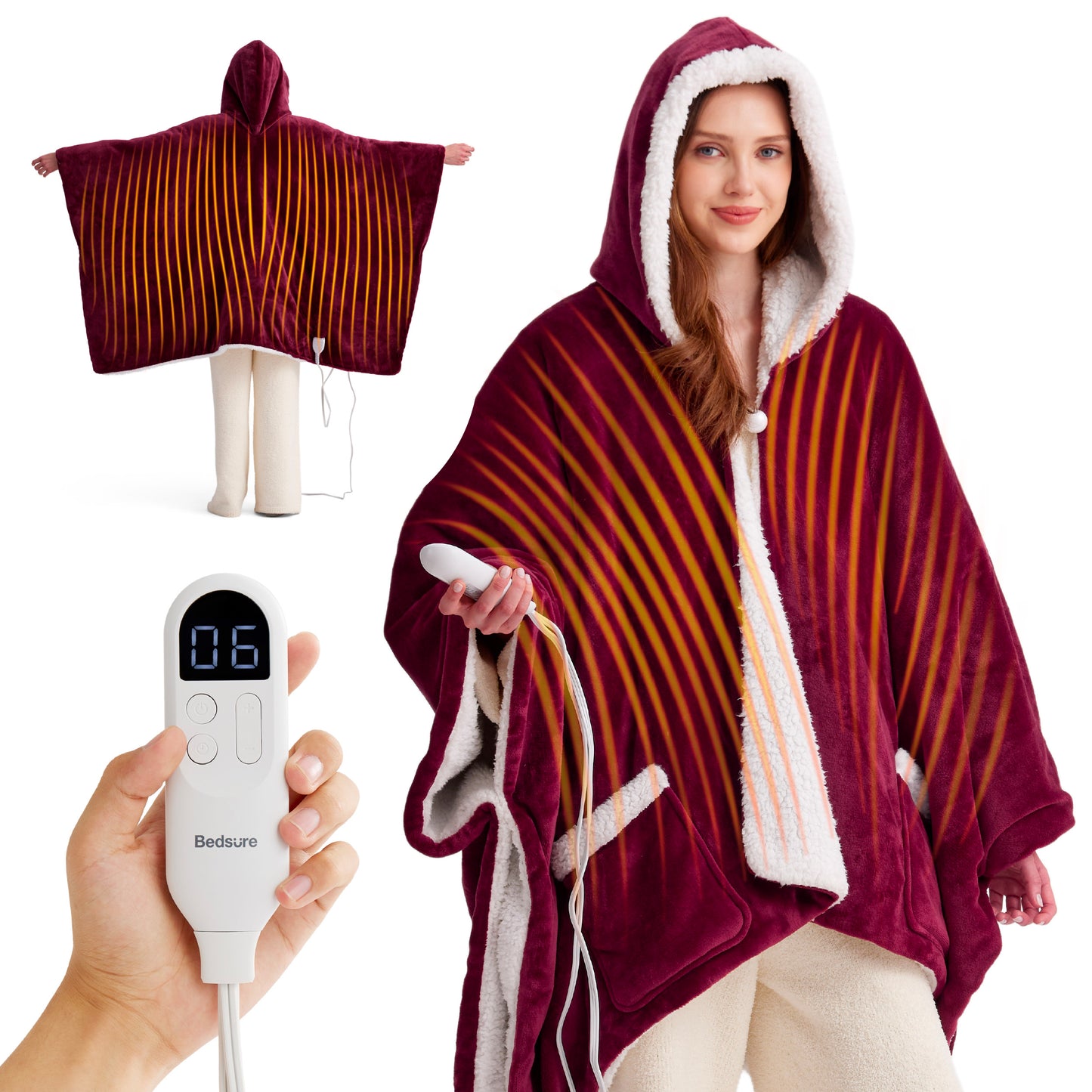 GentleSoft® Heated Sherpa Fleece Blanket Hoodie