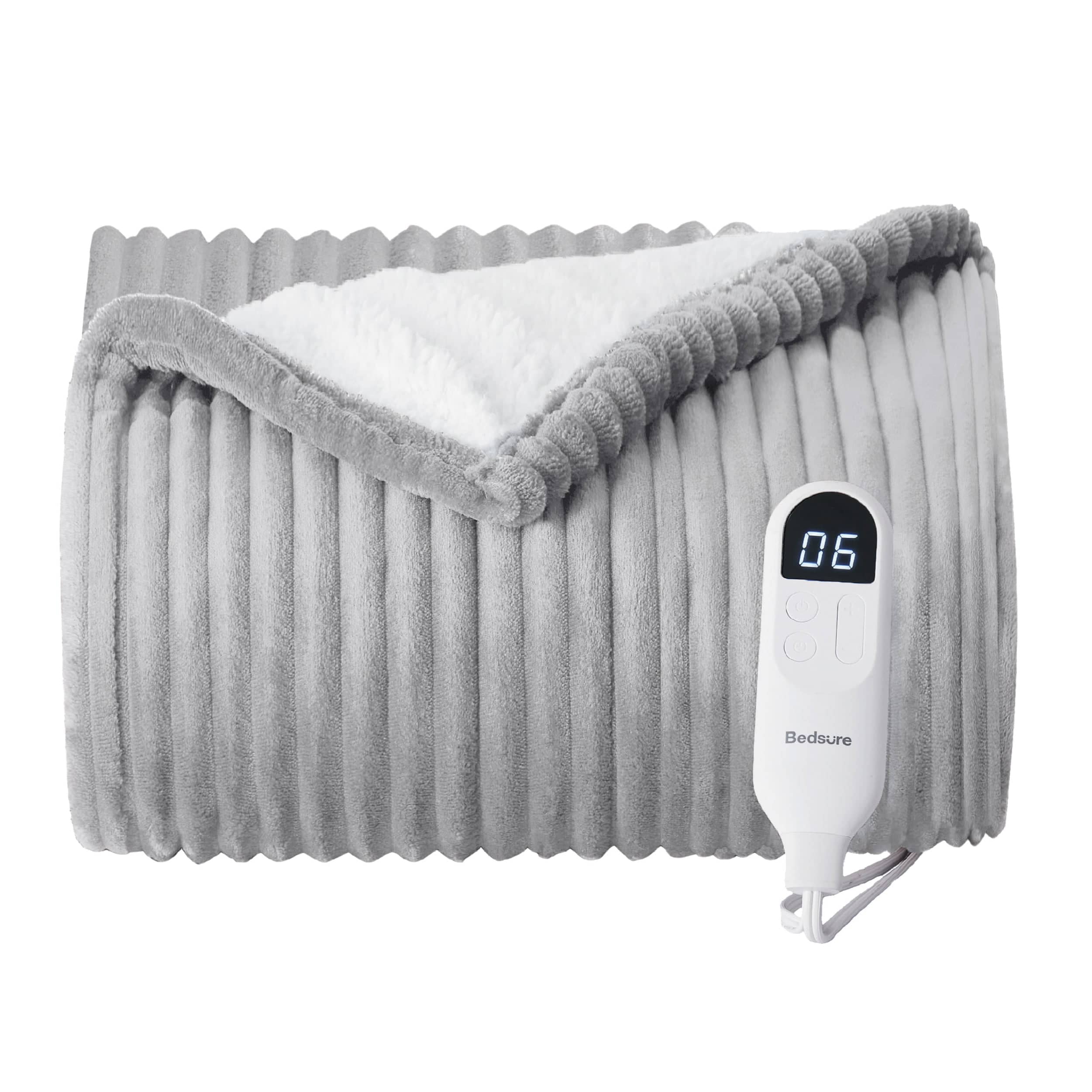 Bedsure Ribbed Flannel Heated Blanket