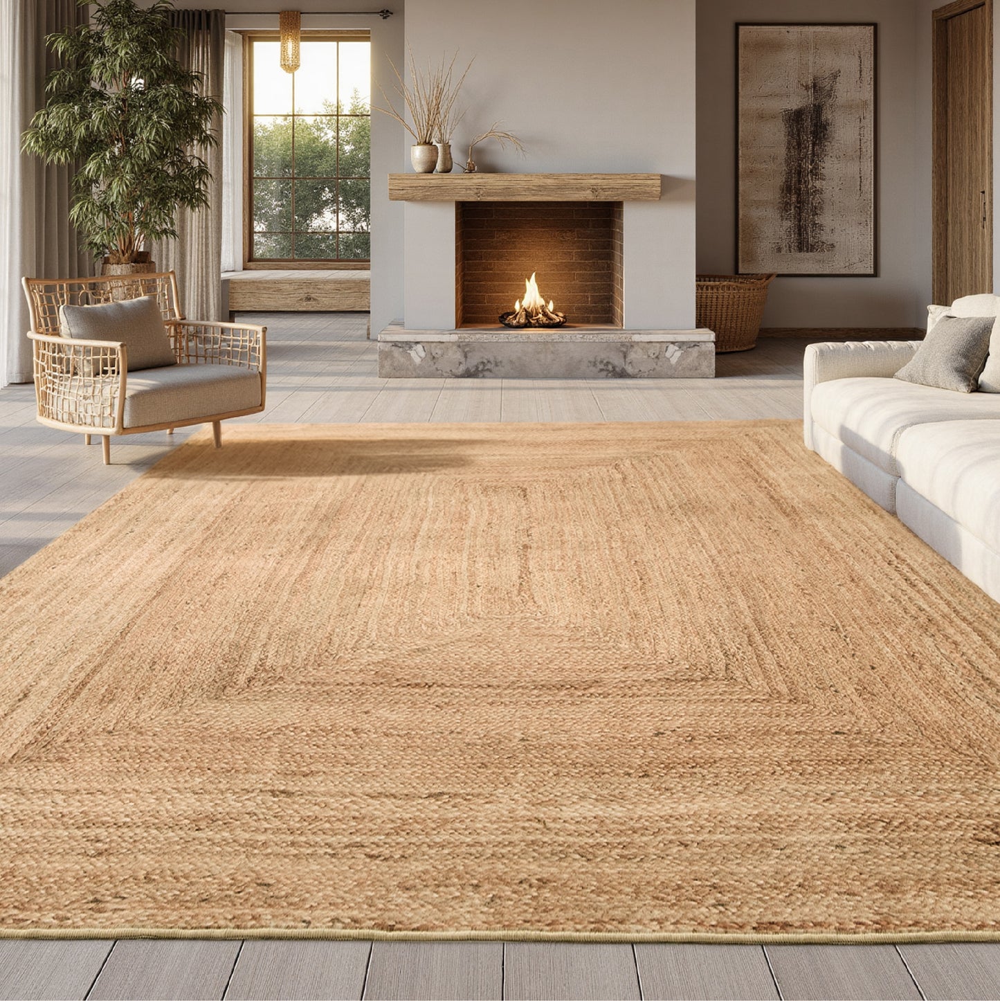 Faux Cashmere Jute-Look Area Rug