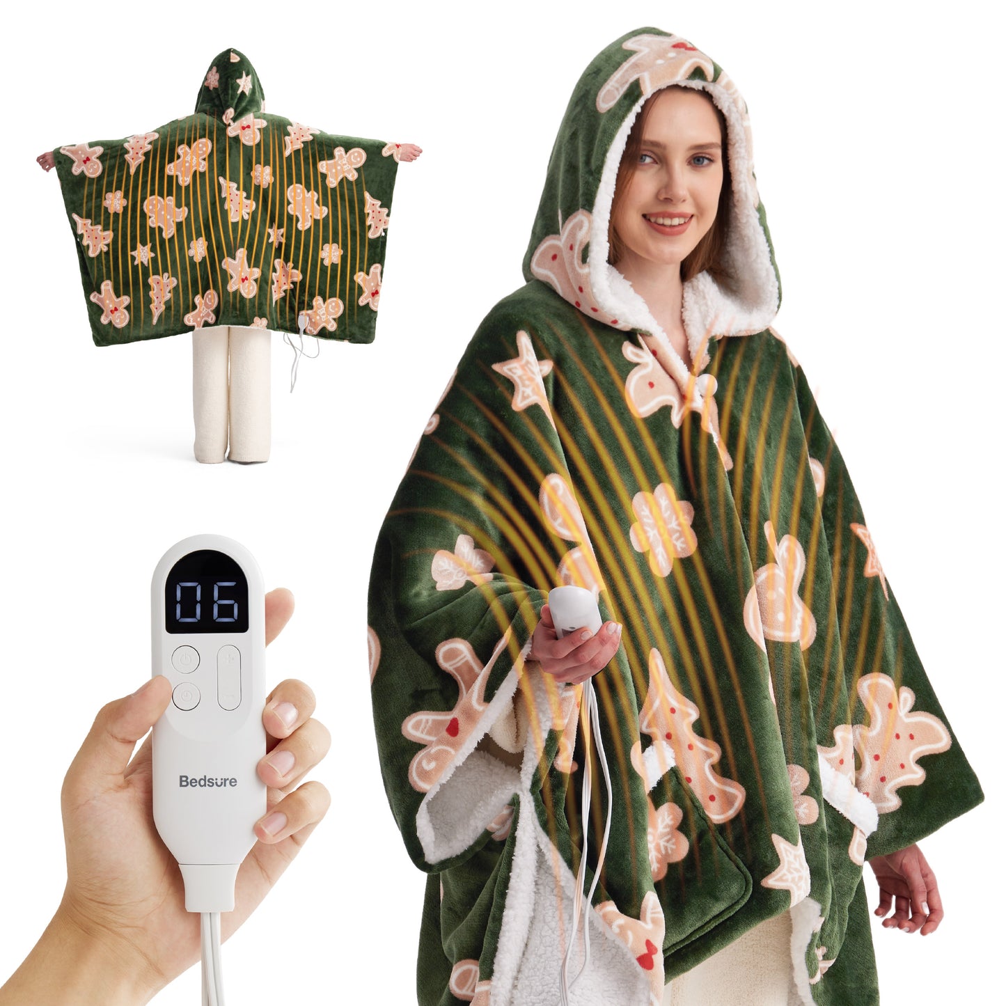 GentleSoft® Heated Sherpa Fleece Blanket Hoodie
