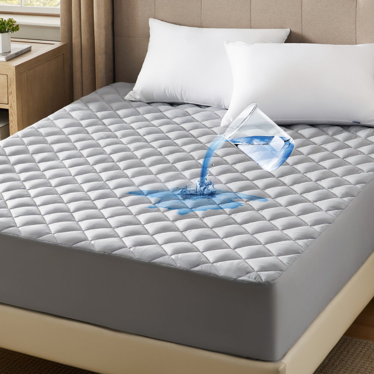 Diamond Quilted Waterproof Mattress Pad