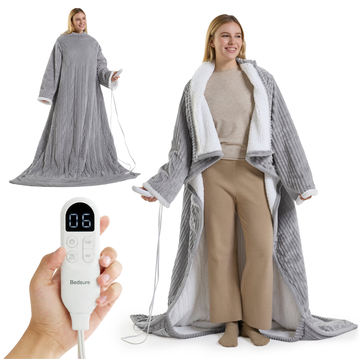 Full-body Sherpa Fleece Heated Blanket Hoodie