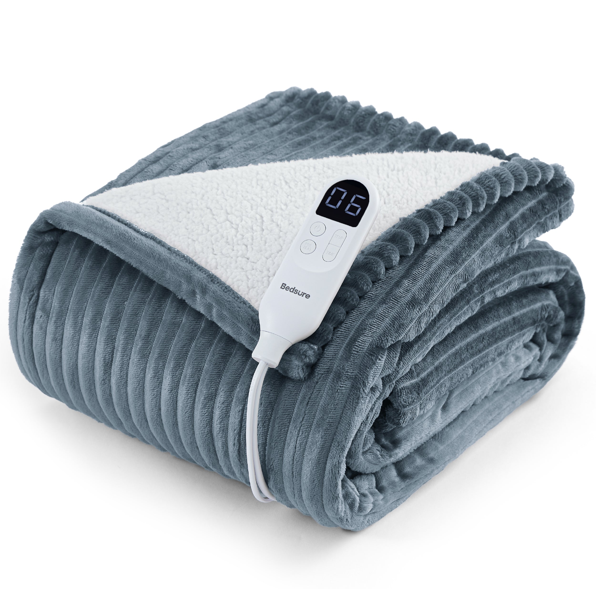 Bedsure Ribbed Flannel Heated Blanket