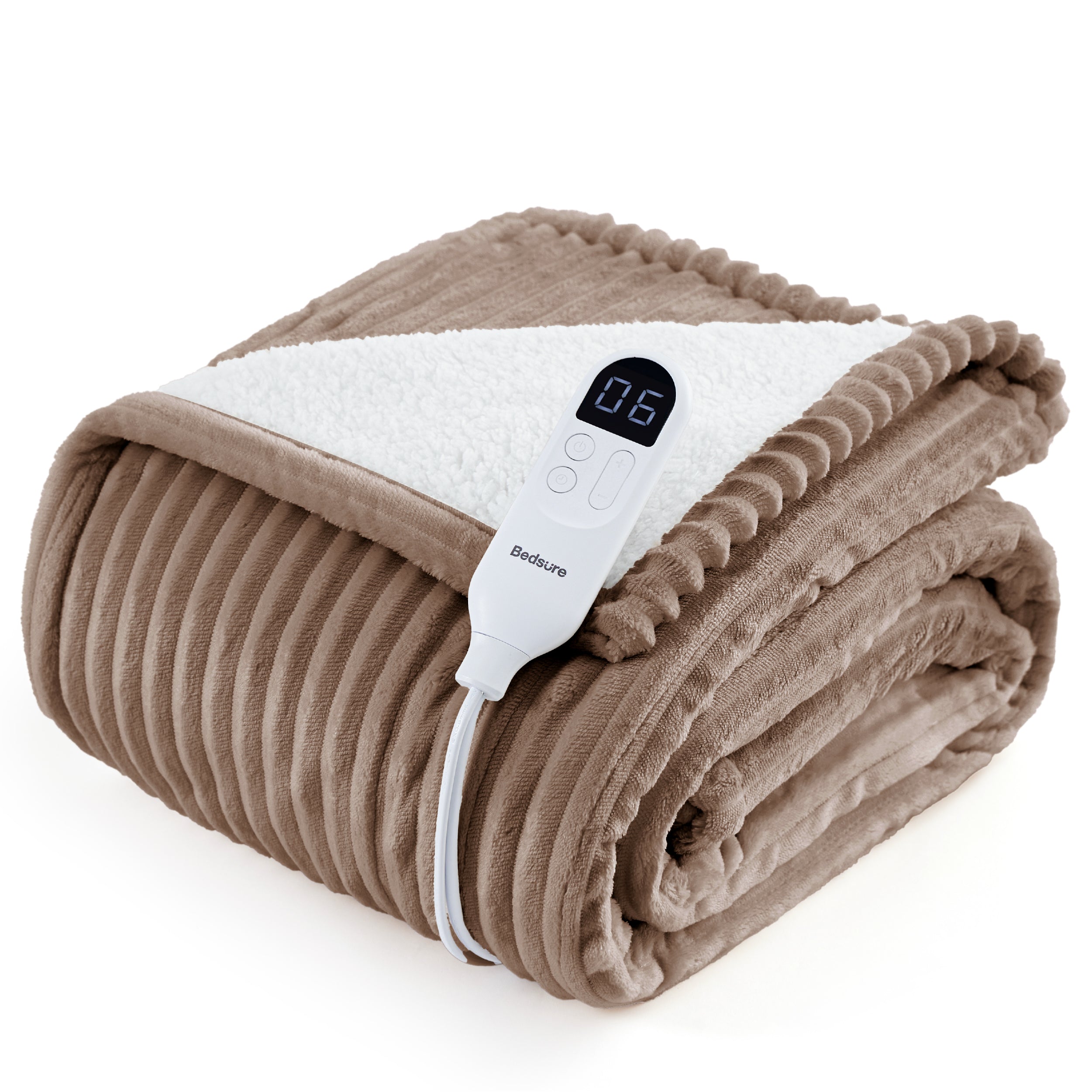 Bedsure Ribbed Flannel Heated Blanket