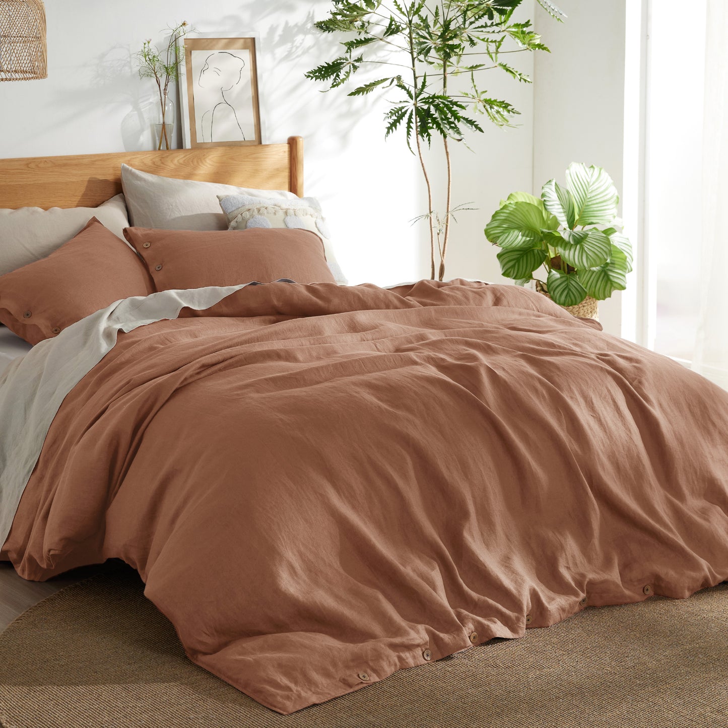 GentleSoft® Cotton Linen Hybrid Duvet Cover Set