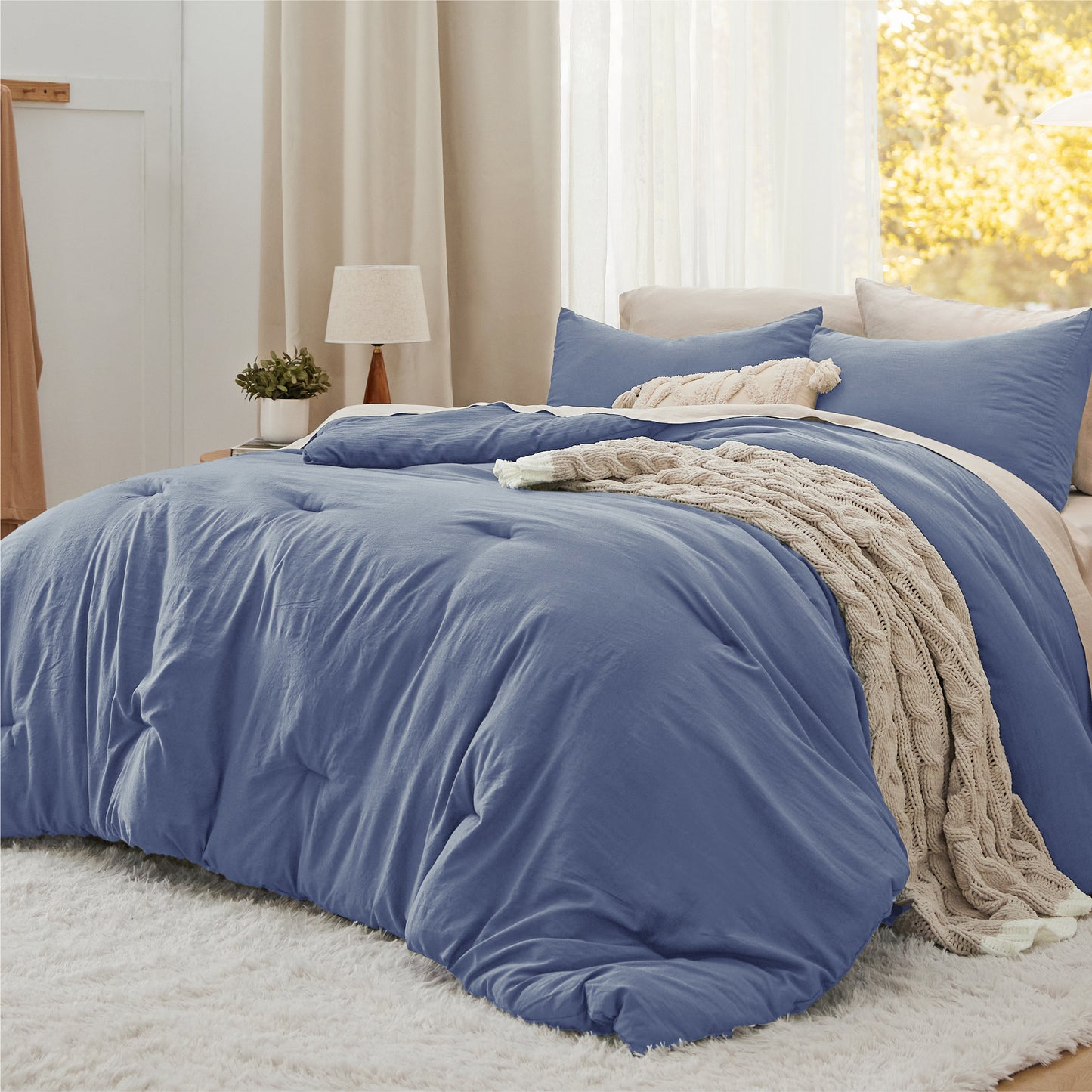 Prewashed Plain Comforter Set