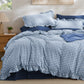 Ruffled Cotton-Like Gingham Duvet Cover Set