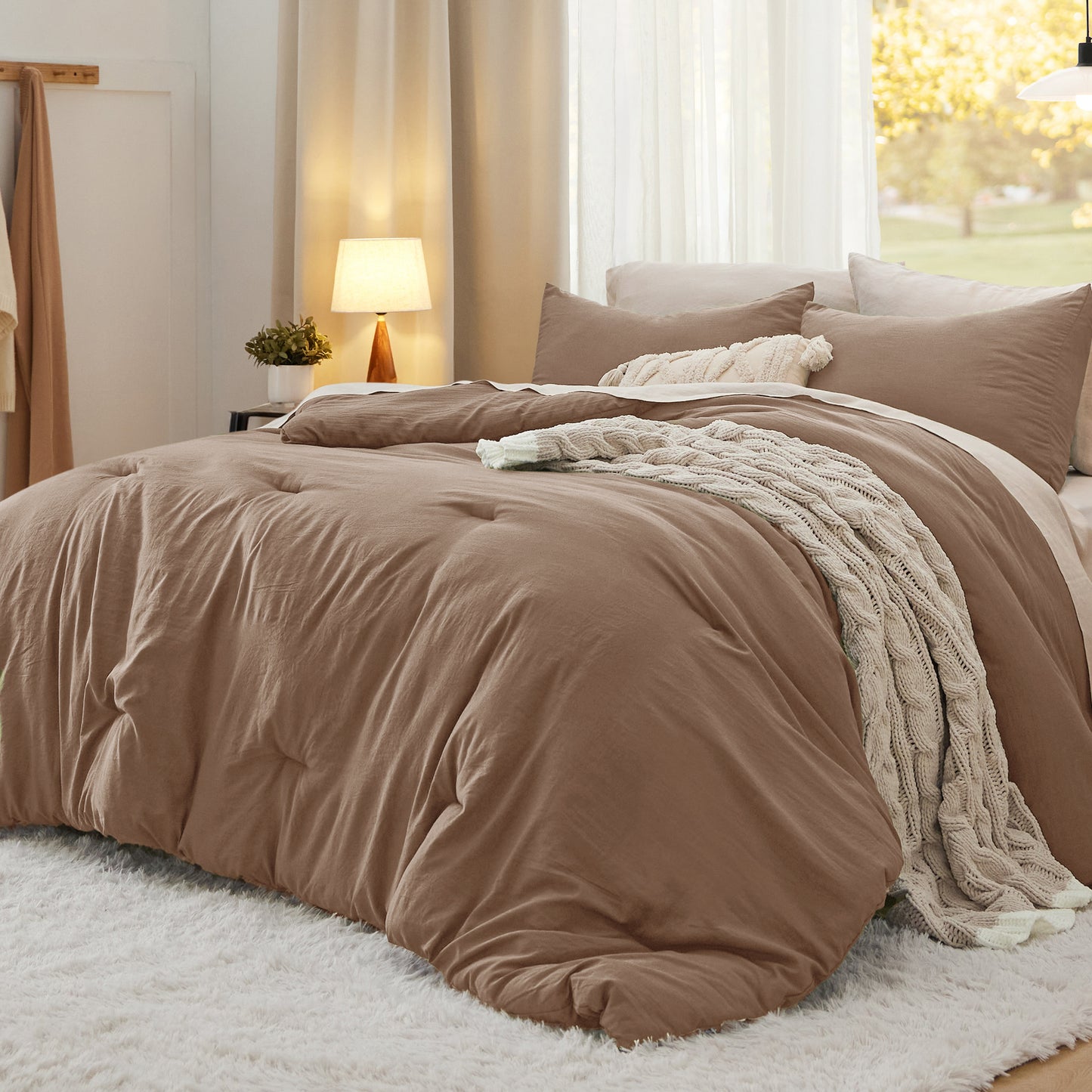 Prewashed Plain Comforter Set