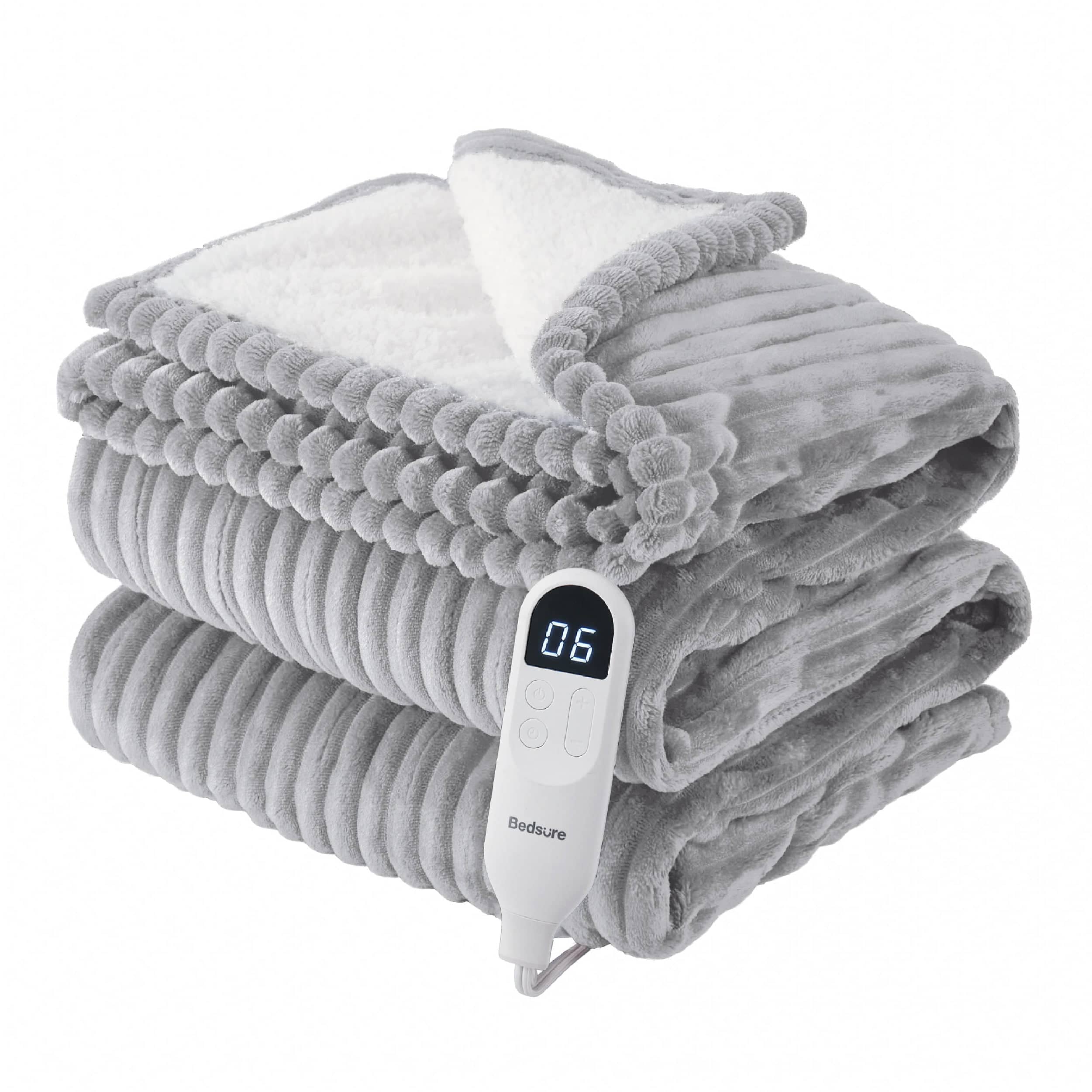 Bedsure Ribbed Flannel Heated Blanket
