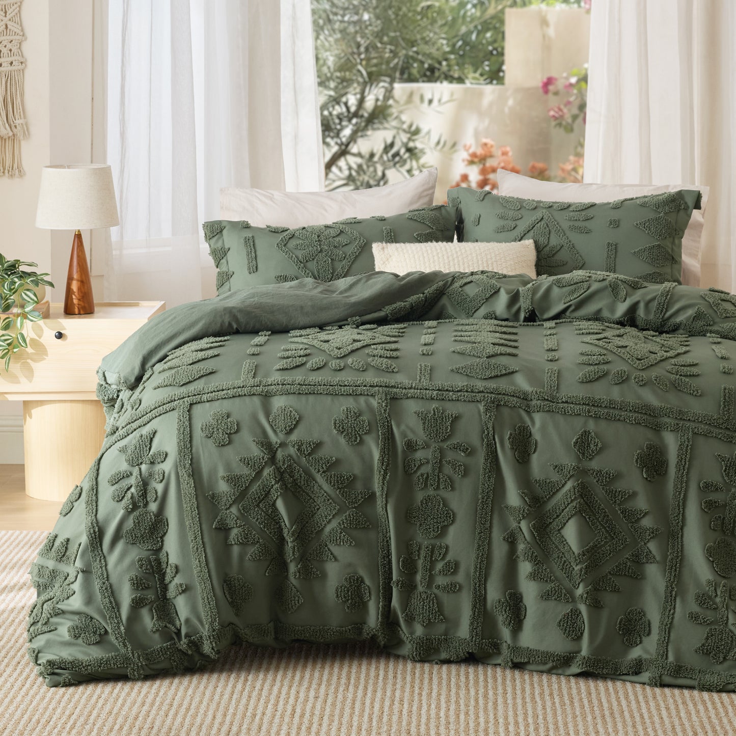 Boho Tufted Embroidery Duvet Cover Set