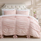 Pink Ruched Bow Comforter Set with decorative bows and ruched detail