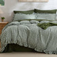 Ruffled Cotton-Like Gingham Duvet Cover Set