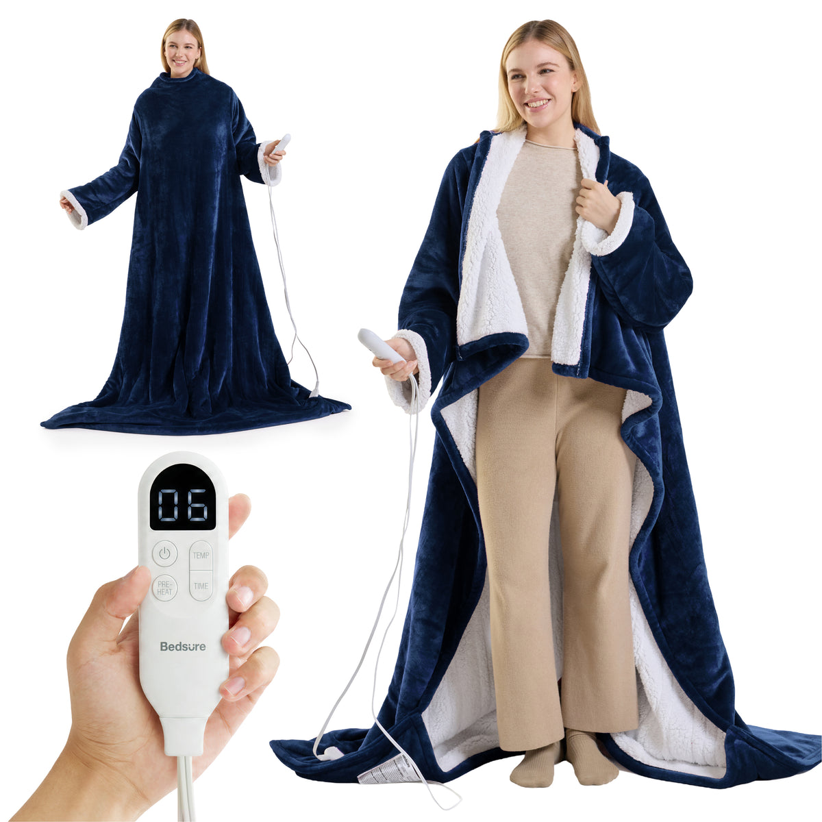 Full-body Sherpa Fleece Heated Blanket Hoodie