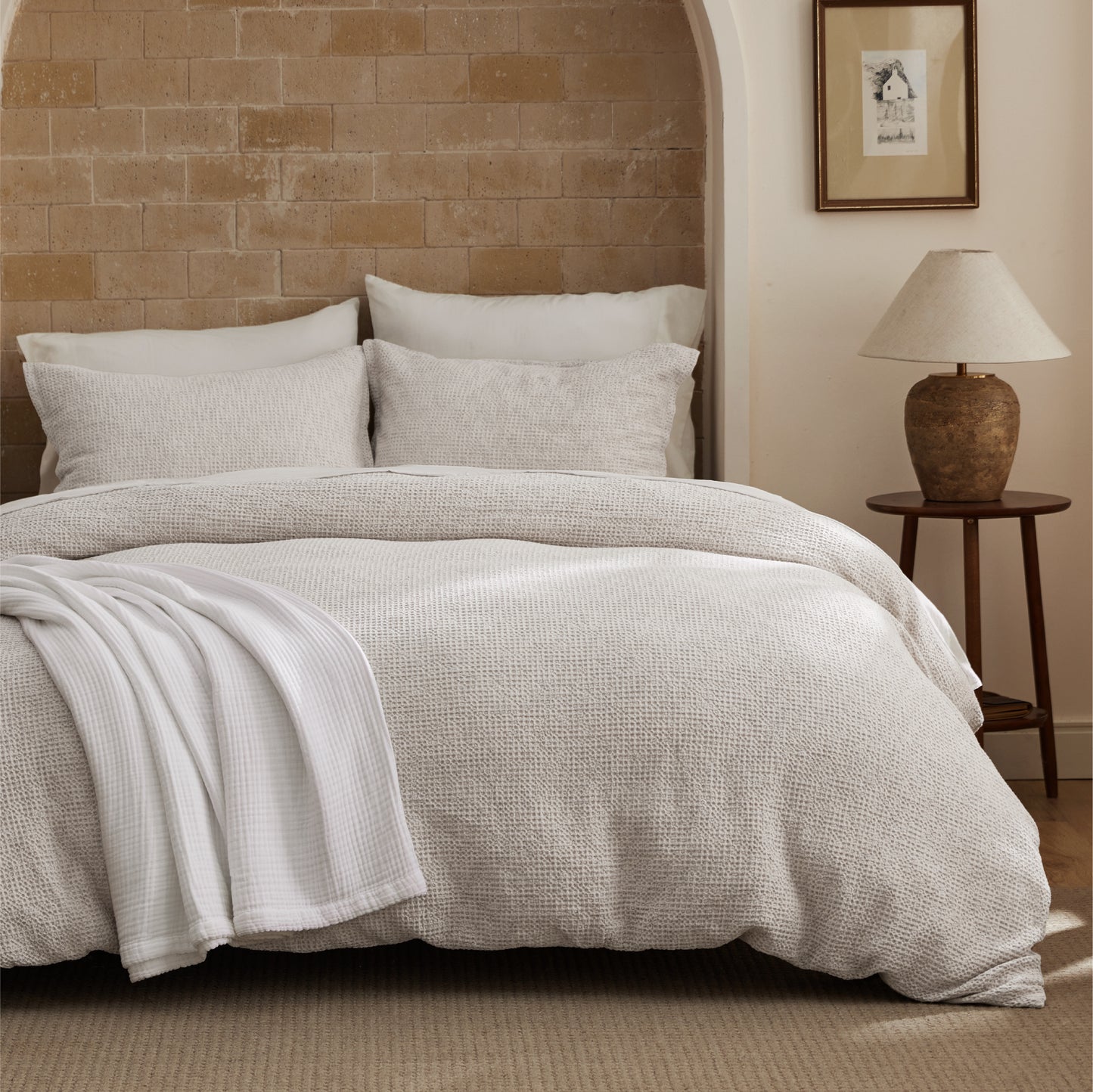 GentleSoft® Cotton Waffle Space-Dyed Duvet Cover Set