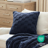 Checked Fleece Square Throw Pillow Cover