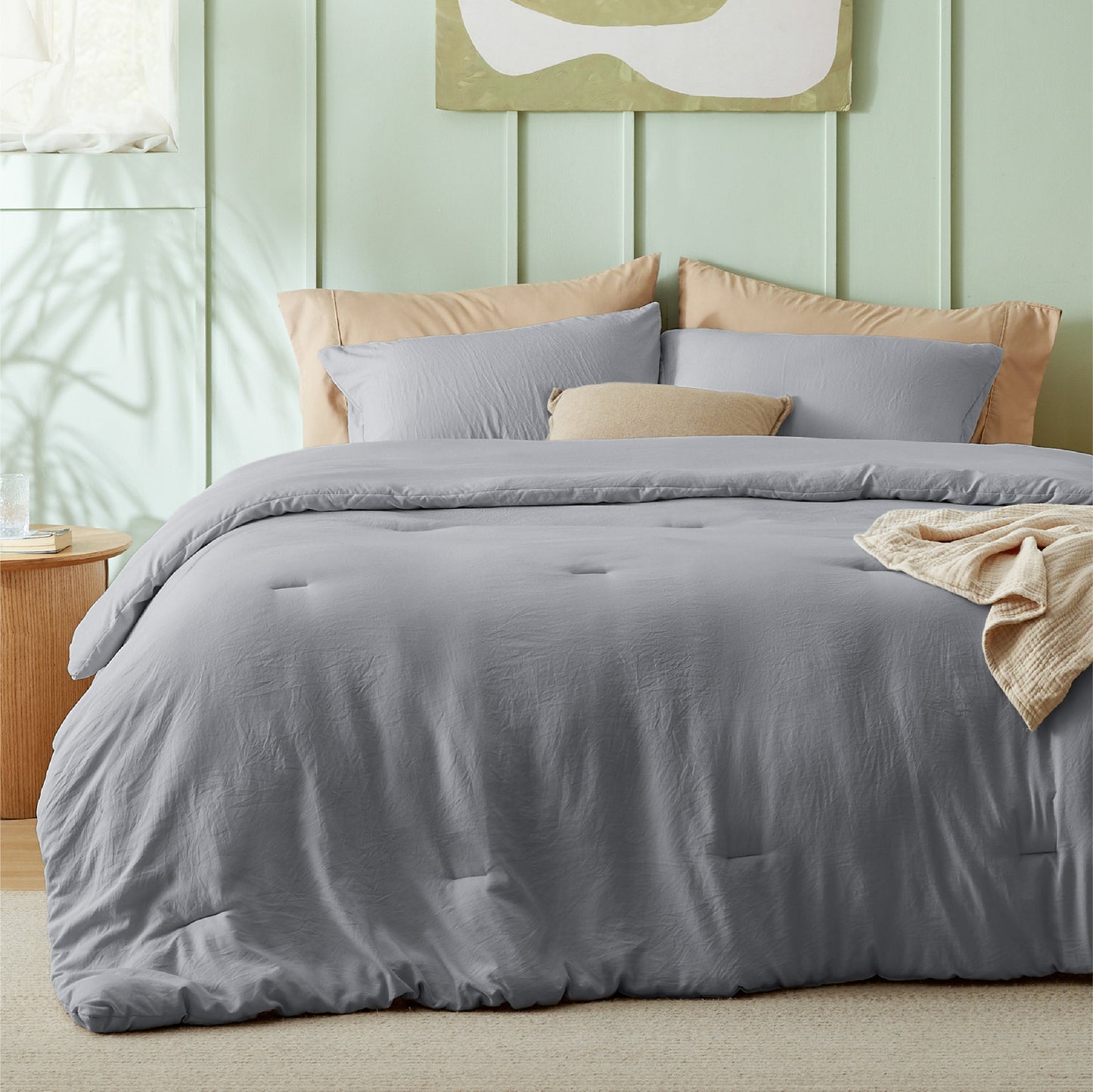 Prewashed Plain Comforter Set