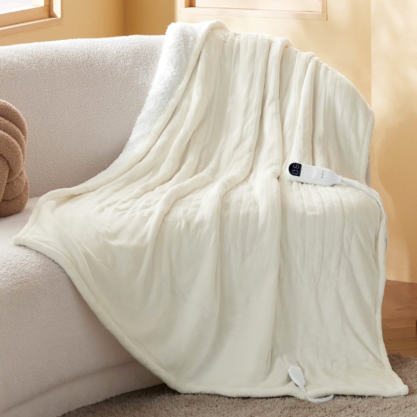 Solid Flannel Heated Blanket