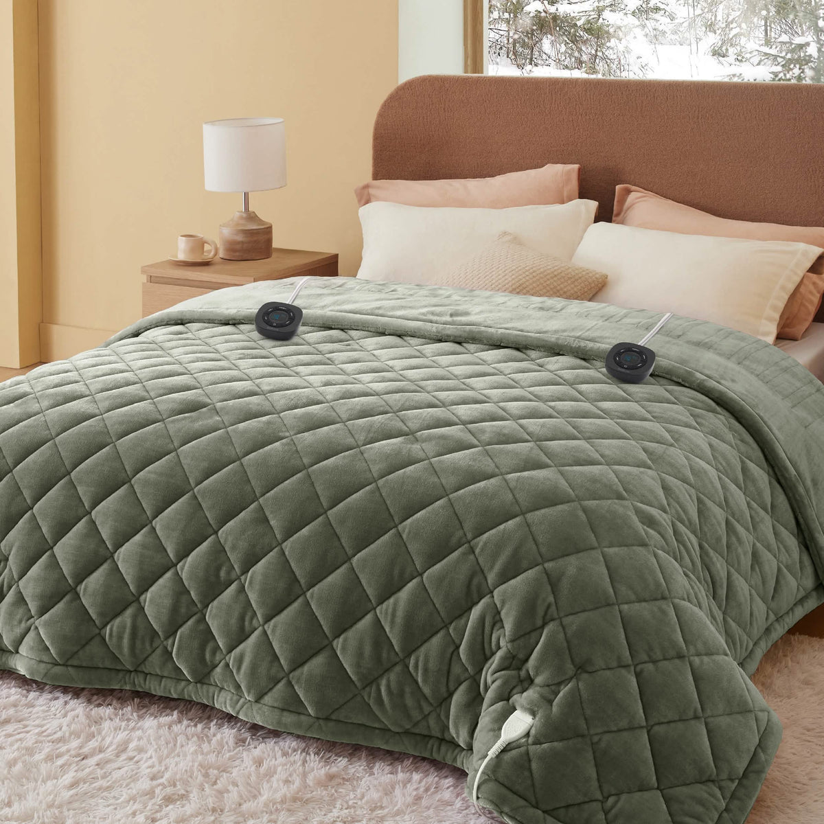 GentleSoft™ Quilted Sherpa Fleece Heated Blanket