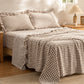 Ruffled Cotton-Like Gingham Sheet Set