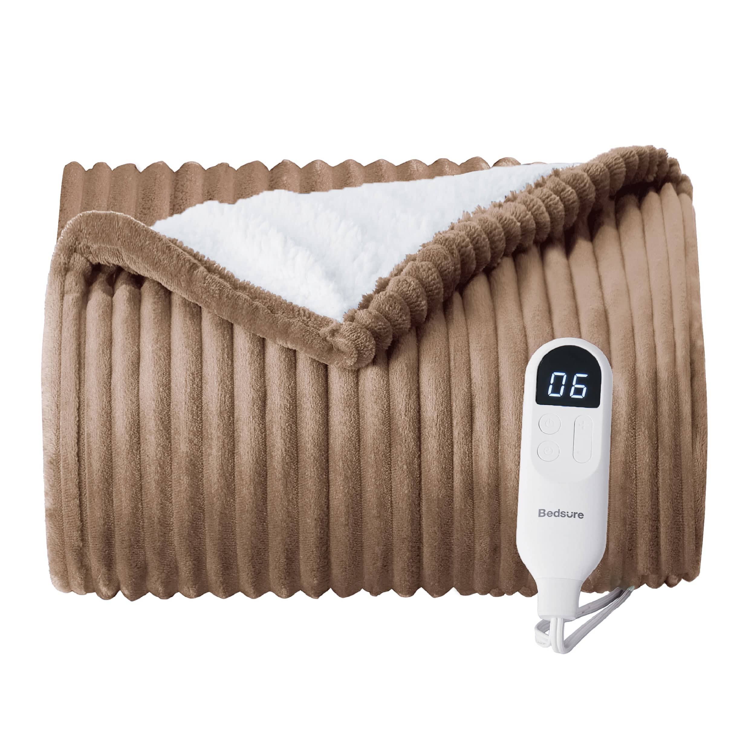 Bedsure Ribbed Flannel Heated Blanket