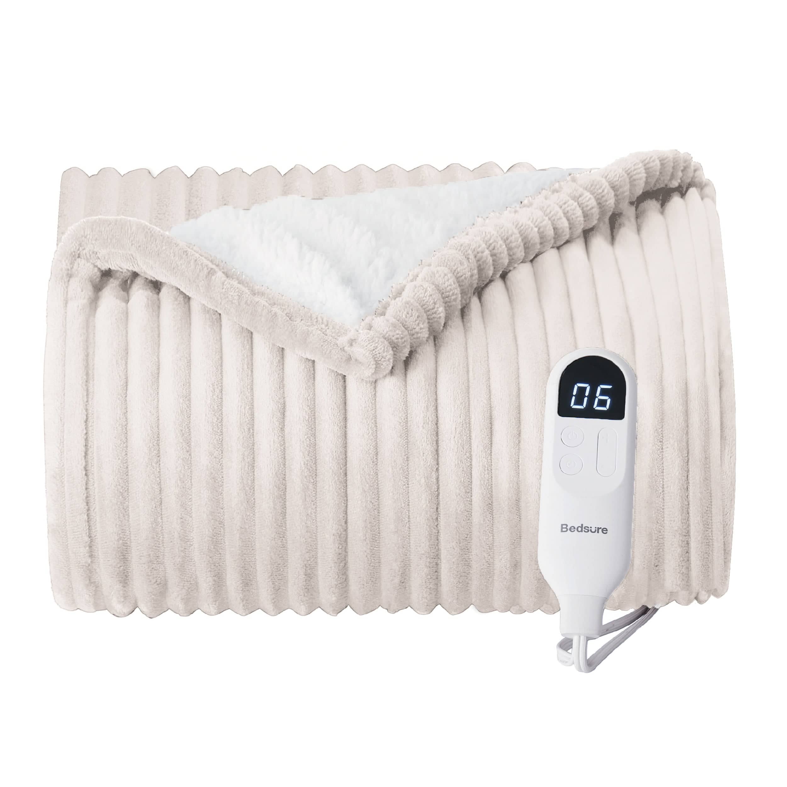 Bedsure Ribbed Flannel Heated Blanket