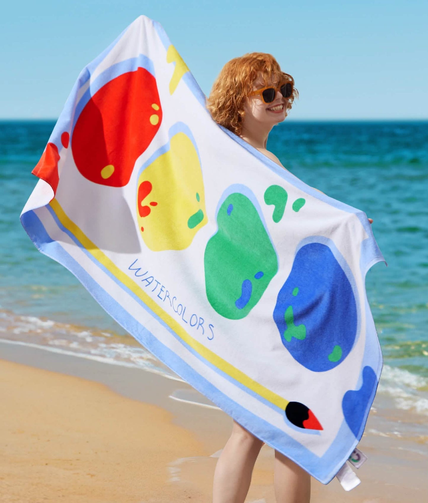 GentleSoft™ U by 100% Cotton - Watercolors Oversized Beach Towel
