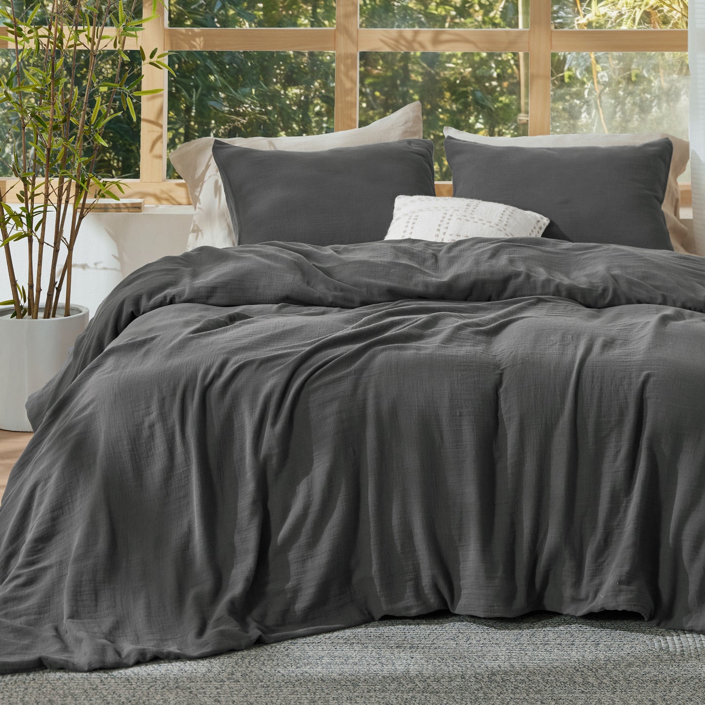 Rayon From Bamboo Cotton Muslin Duvet Cover Set