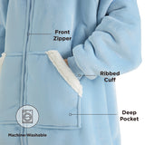 Sherpa Fleece Zippered Short Wearable Blanket Hoodie