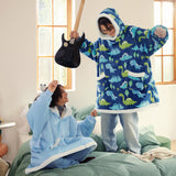 Sherpa Fleece Zippered Short Wearable Blanket Hoodie