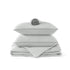 GentleSoft cooling comforter set in light gray, includes comforter, 2 pillowcases, and fitted sheet with gray piping.