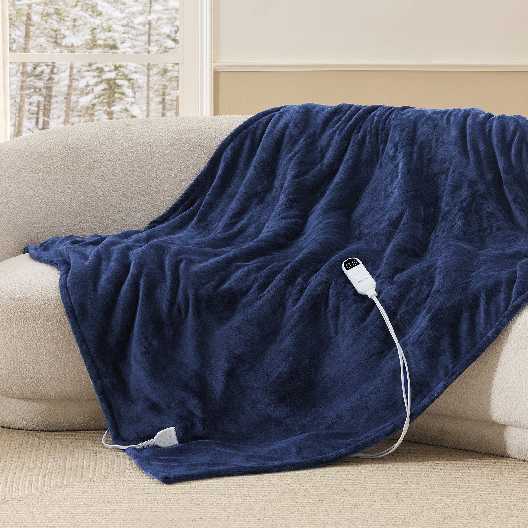 Solid Flannel Heated Blanket