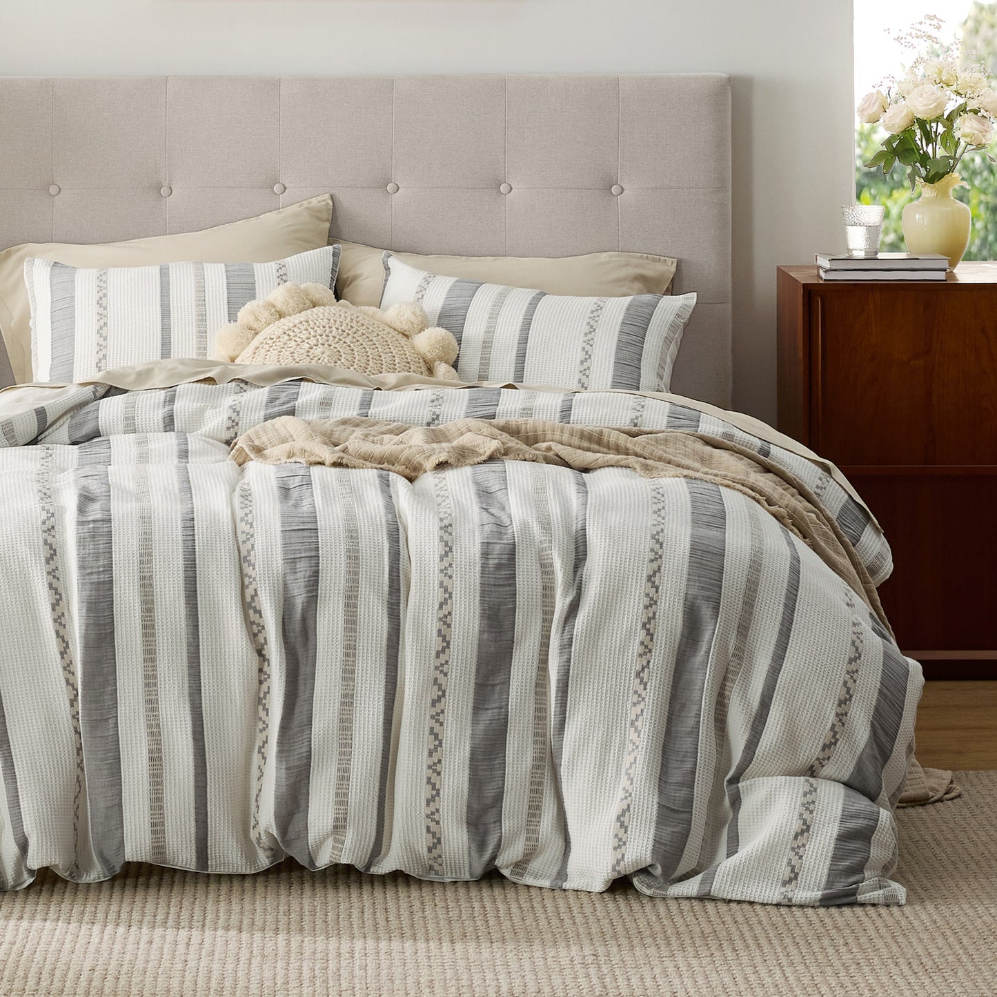 GentleSoft® Cotton Boho Waffle Weave Duvet Cover Set