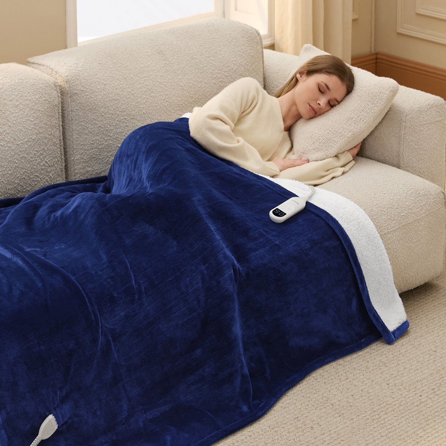 Solid Flannel Heated Blanket