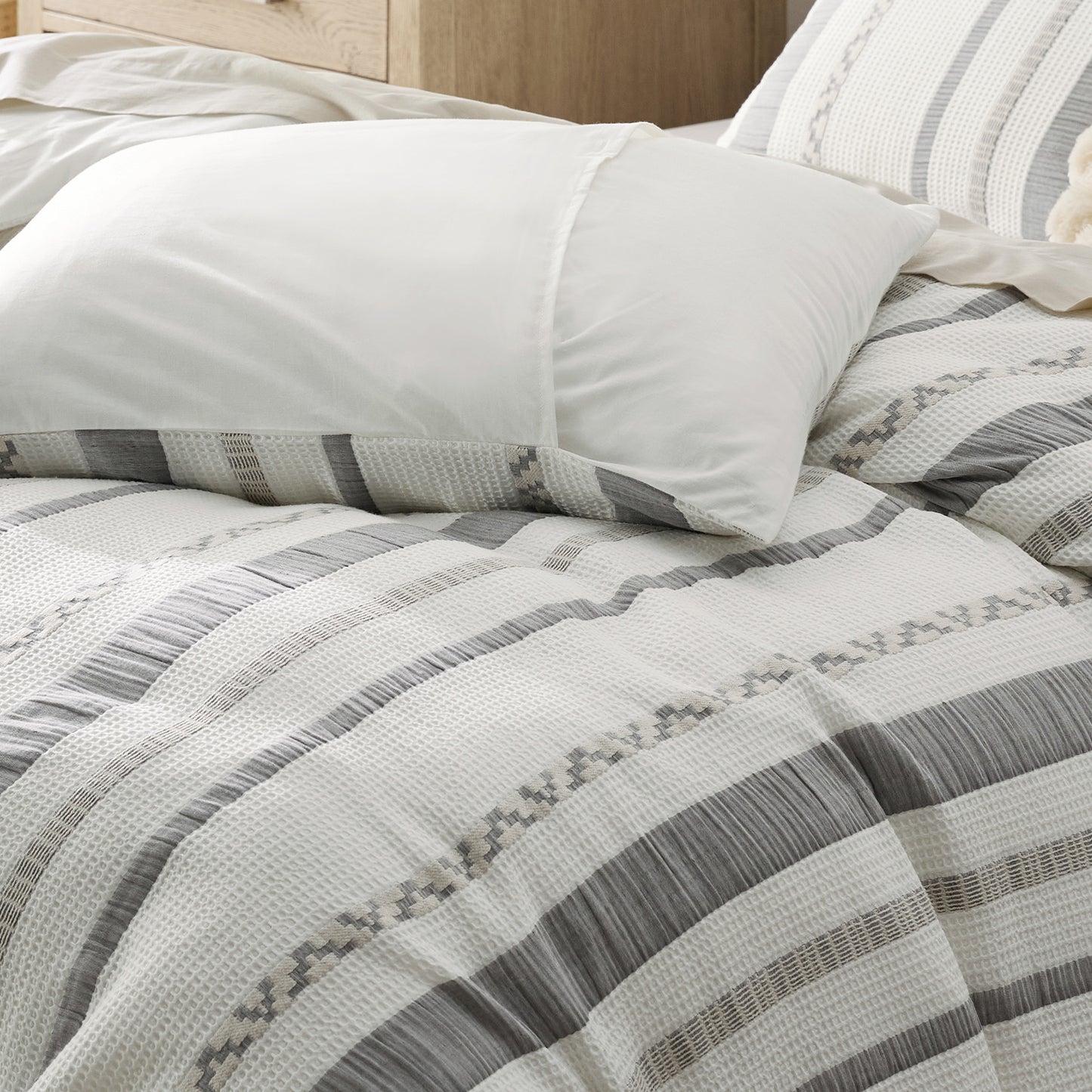 GentleSoft® Cotton Boho Waffle Weave Duvet Cover Set