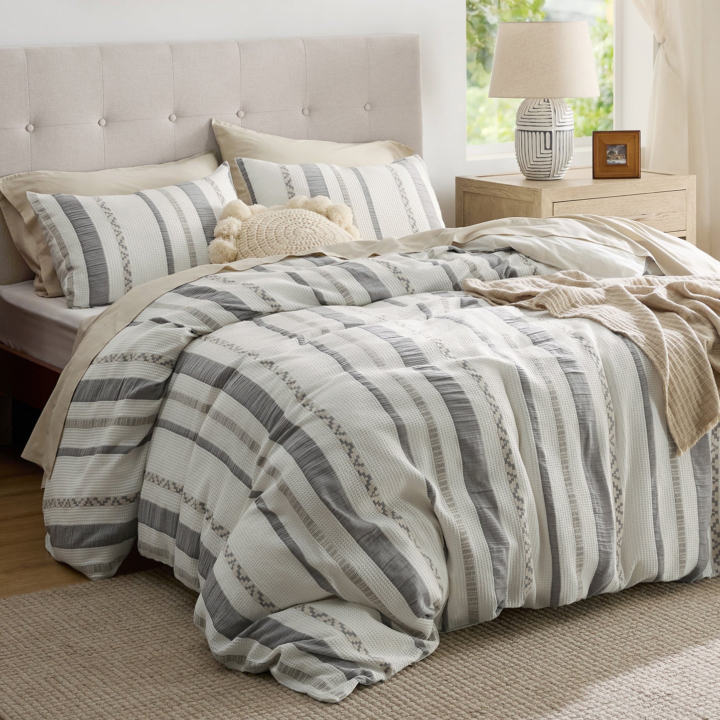 GentleSoft® Cotton Boho Waffle Weave Duvet Cover Set