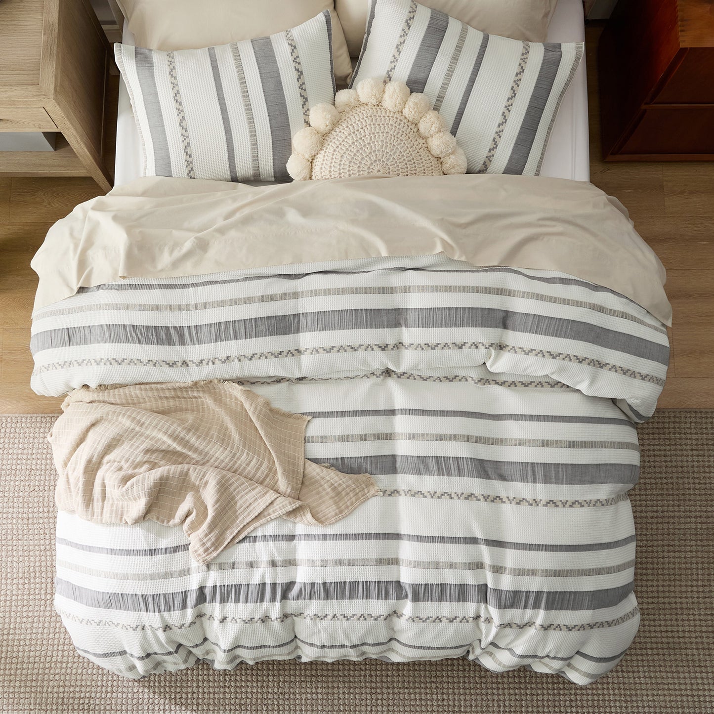 GentleSoft® Cotton Boho Waffle Weave Duvet Cover Set