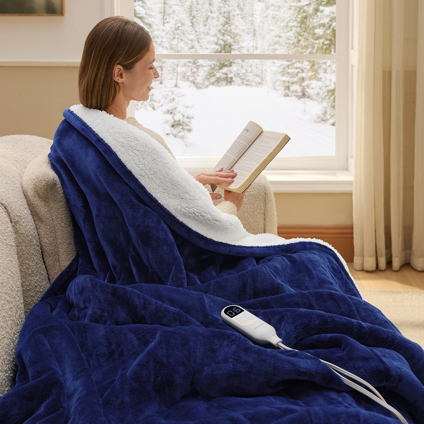 Solid Flannel Heated Blanket