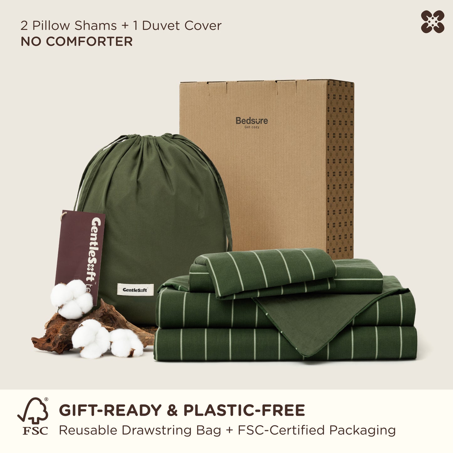 GentleSoft® Striped Washed Cotton Duvet Cover Set