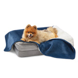 Reversible Sherpa and Microfiber Fleece Dog Blanket