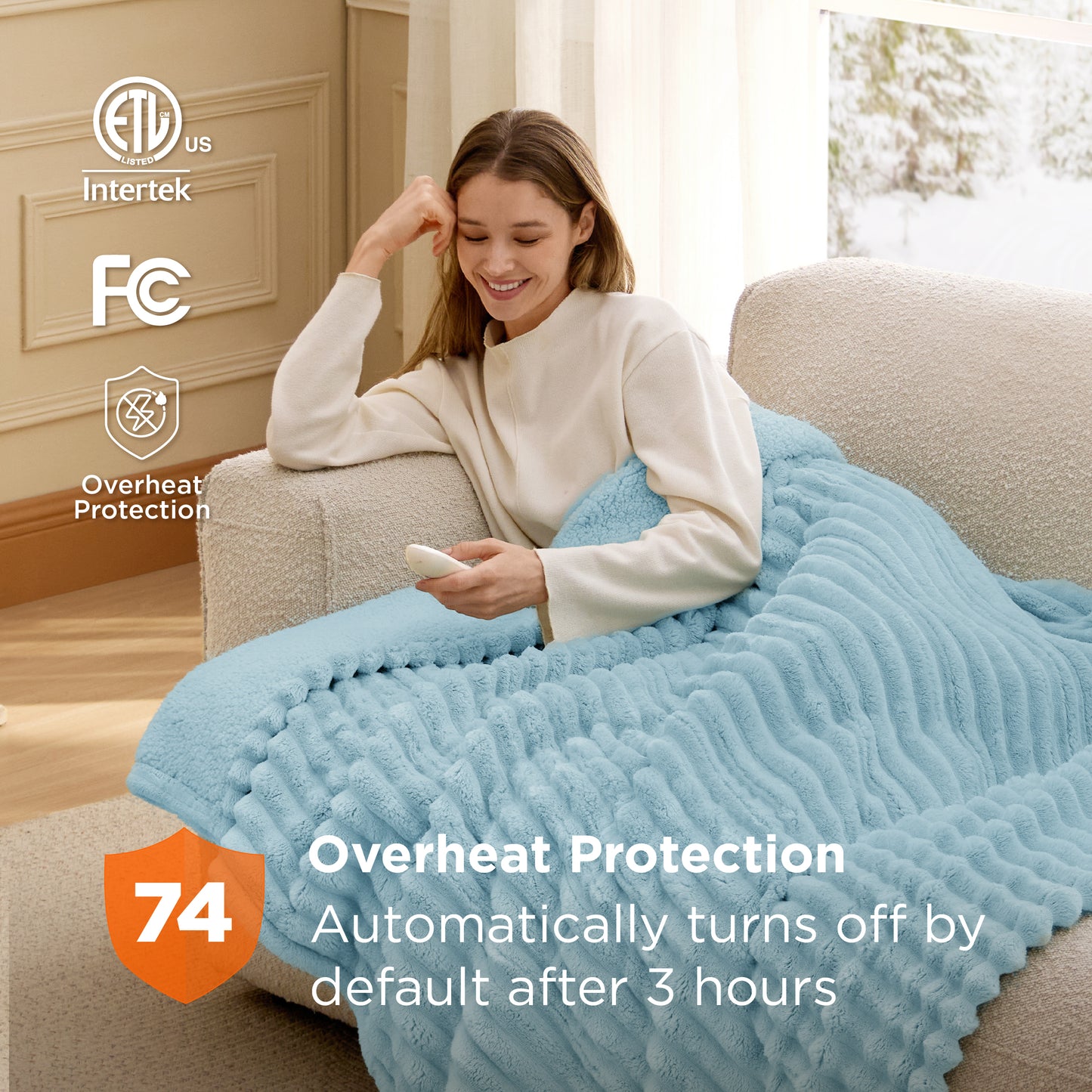 GentleSoft® Striped Flannel Heated Blanket