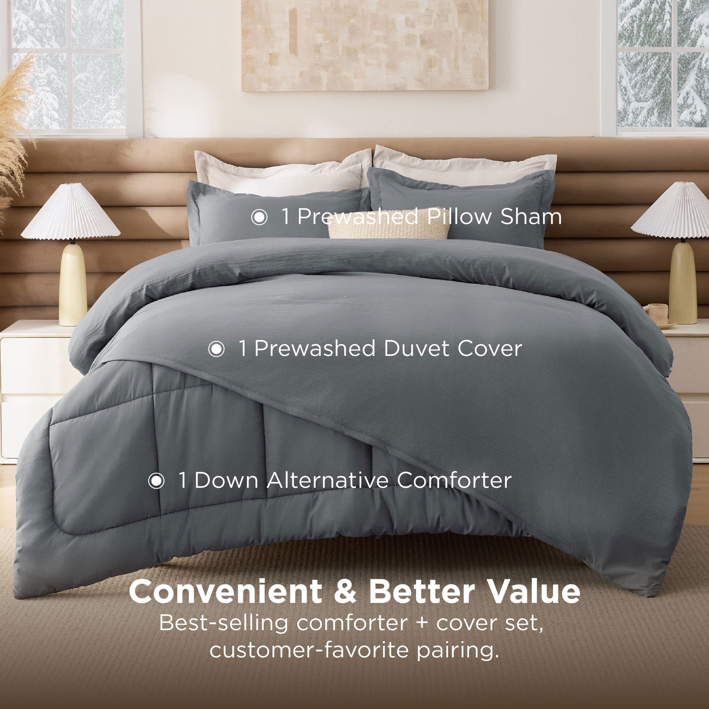 Prewashed Cotton-like Down Alternative Bed-in-a-bag