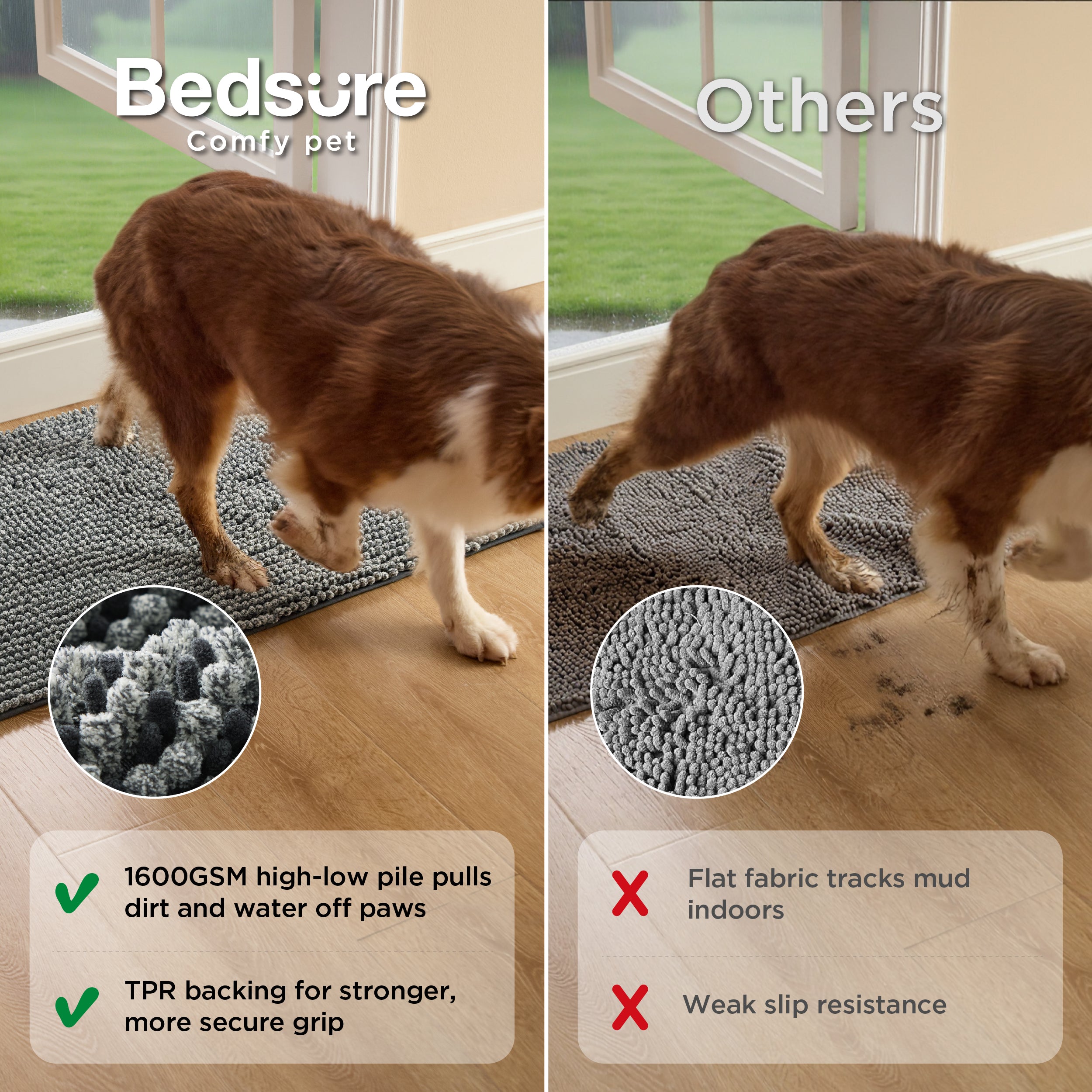 Dog Doormat for Muddy Paws | Chenille Paw Cleaning Mat – Bedsure